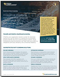 Visual Compliance Online Screening